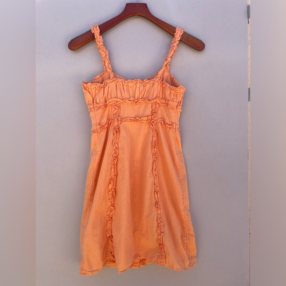 UO London Orange Ruffle Detail Button-Down Mini Dress Size XS - Picture 4 of 11